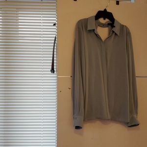 bcbg blouse with open draped back